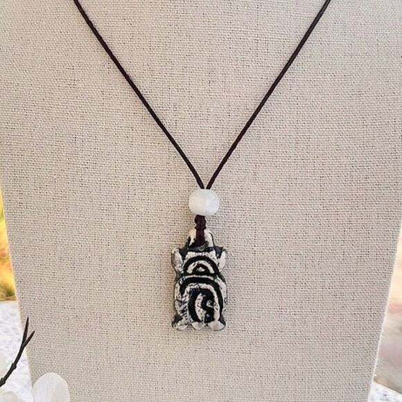 Fun Ceramic Tiki Totem Surfer Cord Necklace ~31” - Picture 1 of 8